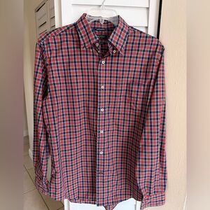 Nautica Mens Dress Shirt Long Sleeve Button Up Red Blue
